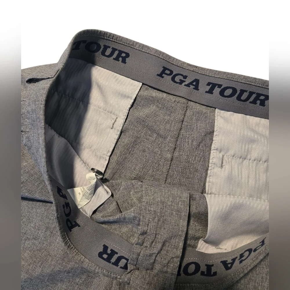 PGA Tour Men's Charcoal Flat Front Shorts 9 In Inseam Size 38